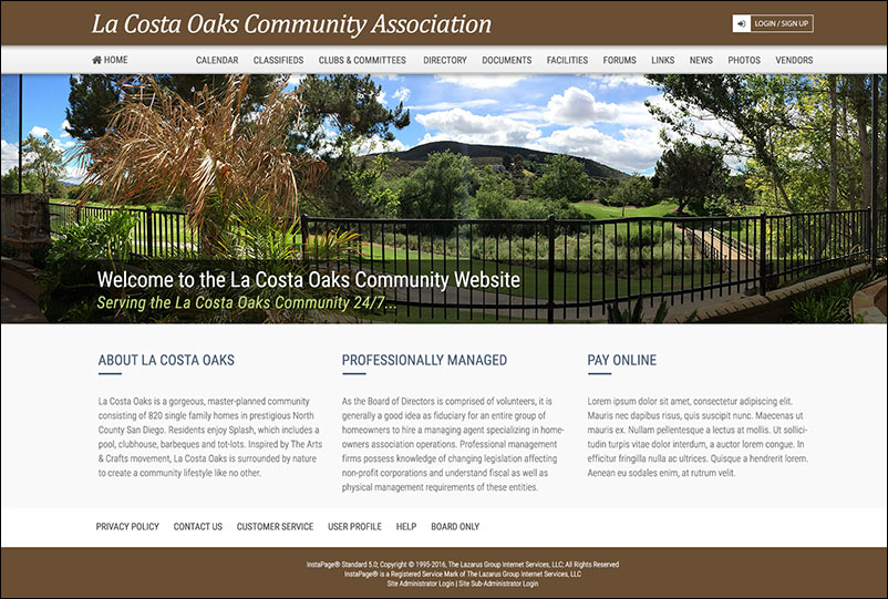 Homeowners Association Website